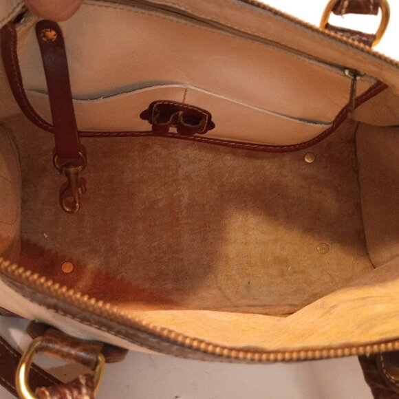 Vintage BRAHMIN Croc & Ivory Smooth Leather Zip-top 2-Way Crossbody Bag - Picture 14 of 15